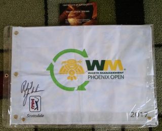 Rare Signed Phil Mickelson 2017 Phoenix Open W/m Embroidered Flag Proof