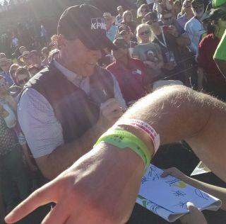 RARE SIGNED PHIL MICKELSON 2017 PHOENIX OPEN W/M EMBROIDERED FLAG PROOF 2