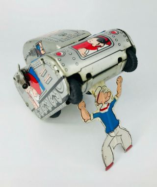 50s Linemar Popeye Turnover Tank Vintage Tin Wind Up Toy Japan