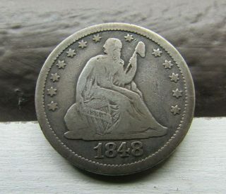 1848 Seated Liberty Quarter 25c - - - - - Rare Key Date - - - - Only 146k Minted - - - F/vf