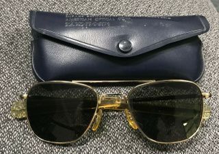 American Optical Hgu - 4/p Aviator Sunglasses 5 1/2 Ao With Case Mil - S - 25948 Gold