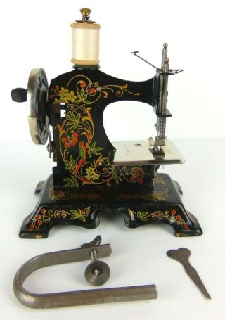 Vintage Hand Crank Miniature Seeing Machine Made In Germany Vtg Flower Pattern
