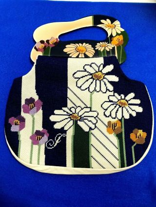 Vtg 1980 Moon Bags Handbag Purse Patricia Smith Milwaukee Label Daisies Pansies