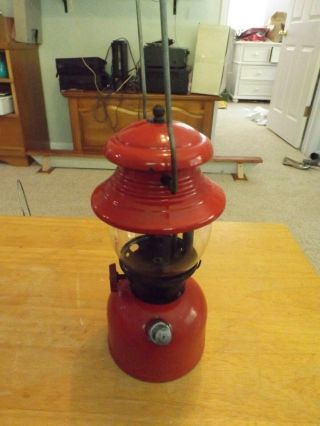 Vintage Coleman Red Lantern 200a Pyrex Globe 2/63