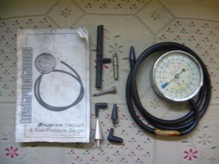 Vintage Snap - On Tools Vacuum/fuel Pump Pressure Gauge With Case Eepv311a