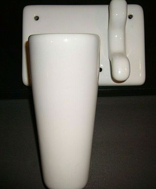 Vintage White Ceramic Wall Mount Curling Iron Holder And Hook