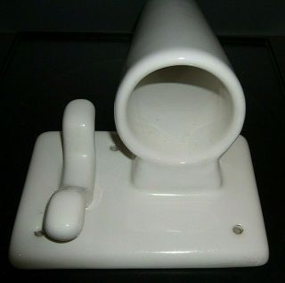 Vintage White Ceramic Wall Mount Curling Iron Holder and Hook 4