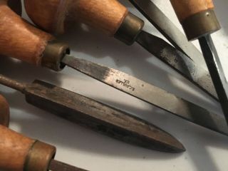 Various Vintage Engraving Tools With Wooden Handles 3