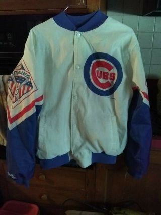 Vintage Chicago Cubs Chalk Line Satin Jacket Size L.  1989