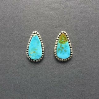 Classic Vintage NAVAJO Sterling Silver and BLUE GEM TURQUOISE EARRINGS Pierced 3