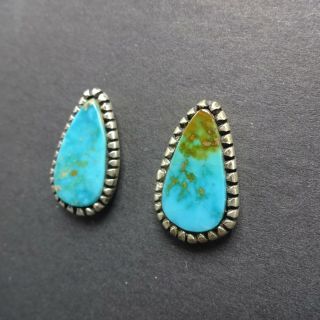 Classic Vintage NAVAJO Sterling Silver and BLUE GEM TURQUOISE EARRINGS Pierced 6
