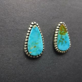 Classic Vintage NAVAJO Sterling Silver and BLUE GEM TURQUOISE EARRINGS Pierced 7