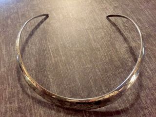 Vintage Sterling Silver Taxco Hand Stamped Etched Collar Choker Necklace 2