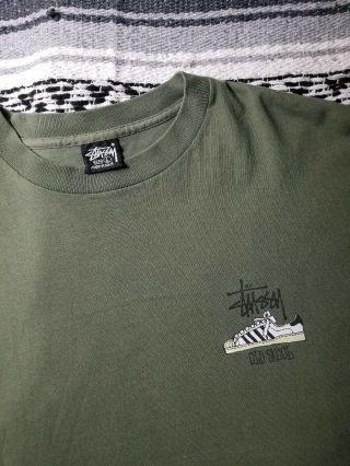 Vintage 90s Stussy Made In Usa Adidas Old Skool Tshirt Size Large