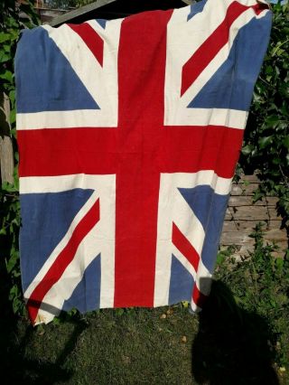 Vintage Union Jack Flag Ww2 1940s Large British Made Printed Cotton Shabby Chic