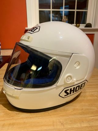 Shoei White Sa85 Racing Helmet Size Medium 7 - 1/8 To 7 - 1/4 Vintage 1990’s