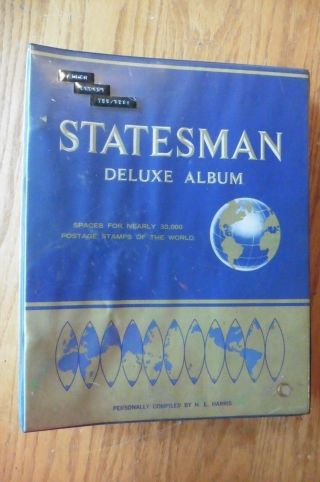 Harris Statesman Deluxe Stamp Album Vintage With 240 Pages And Apx 400 Stamps