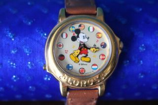 Vintage Disney Lorus Mickey Mouse Small World Watch Rtr006 Flags,  Disney Pin