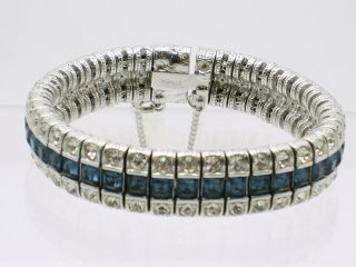 Vintage Ciner Bracelet Invisibly Set Sapphire And Clear Rhinestones Pristine