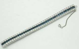 Vintage CINER Bracelet Invisibly Set Sapphire and Clear Rhinestones Pristine 6