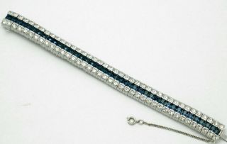 Vintage CINER Bracelet Invisibly Set Sapphire and Clear Rhinestones Pristine 7