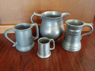 Vintage Rwp Wilton Pitcher 1776 Beer Mug Noggin 2 Handled Small Cup Colonial