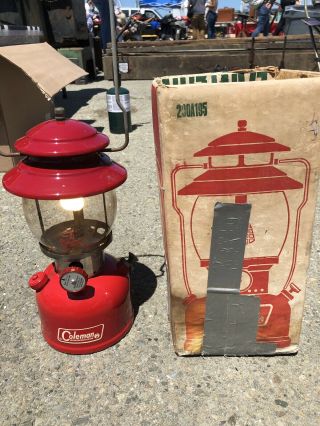 Vintage Red Coleman Lantern 200a Dated March 1969 With Box