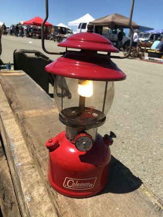 Vintage Red Coleman Lantern 200A Dated March 1969 with Box 7