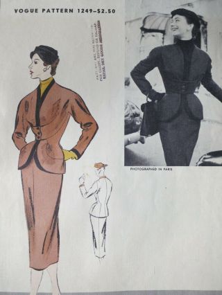 Vogue Paris Model 1249 Desses Vintage 1954 Pattern Size 14 Bust 32 Ff