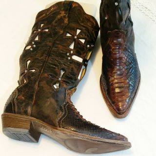 Corral Vintage Ladies Musgo Python Snakeskin Western Boots Size 8m.