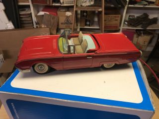Vintage Cragstan Remote Control Ford Thunderbird Retractable Top Roof Tin Car