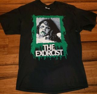 Vintage 80s The Exorcist T - Shirt Size L Black Tee Blair Horror Movie Punk