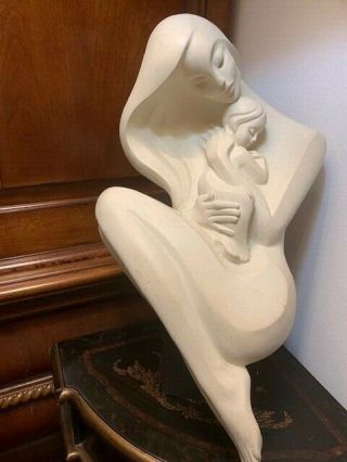 Vintage Sculpture Austin Production Mother And Child Signed By Danel 19 " X 12 "