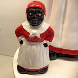 Vintage Black Americana Aunt Jemima Ceramic Cookie Jar With Salt & Pepper Set 4