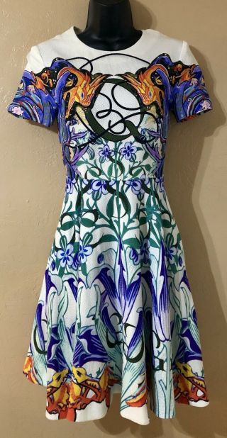 Mary Katrantzou Rare Mixed Floral Print Flared Dress Size Us 4