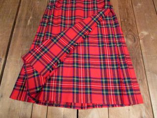 Vintage D.  McArthur of Scotland Pure Wool Tartan Plaid Kilt Skirt Sz.  18 4