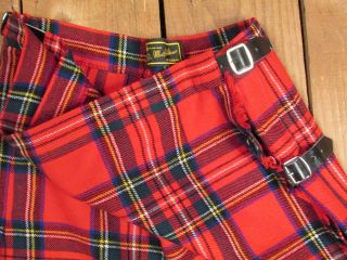Vintage D.  McArthur of Scotland Pure Wool Tartan Plaid Kilt Skirt Sz.  18 5