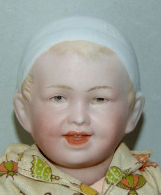 Antique Bisque Doll Recknagel Character Bonnet Head Baby 28 12/0 Cute Outfit