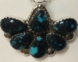Vintage Navajo Native American Turquoise Necklace Pendant Sterling Signed Pw