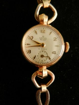 Ladies Vintage Smiths Deluxe Gold Plated 15j Mechanical Wrist Watch England