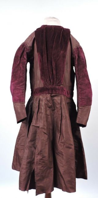 Antique Victorian 1880’s Silk And Velvet Bustle Dress For Child