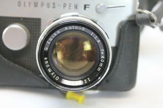 Vintage Olympus PEN F 35mm SLR Film Camera,  100mm Zoom Lens,  Flash,  Case 3