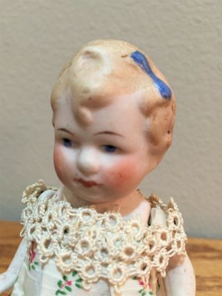 Antique ALL BISQUE German Girl Doll,  6 