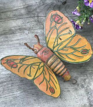 Antique Vtg 20s Ferdinand Strauss Flapping Tin Mechanical Butterfly Toy York