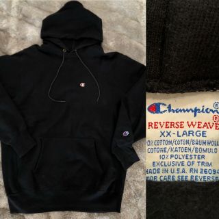 Vintage 1990’s Champion Reverse Weave Made In Usa Black Hoodie Sweater Xxl