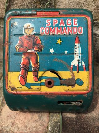 Vintage Space Robot Space Man Commando Tin Battery Op Toy Japan Modern Toys Co. 5