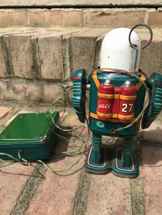 Vintage Space Robot Space Man Commando Tin Battery Op Toy Japan Modern Toys Co. 6