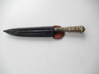 Vintage Franz Wenk Gaucho Fixed Blade Knife Gold On The Handle With Sheath