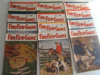 12 Vintage 1950 Fur,  Fish & Game Magazines Full Year 12 Months
