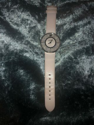 Authentic $695 Daniel Swarovski Crystalline White Leather Swiss Made Watch